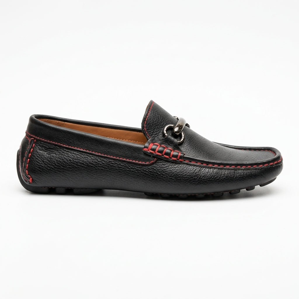 Mocasín MEGA Driver en cuero floater negro