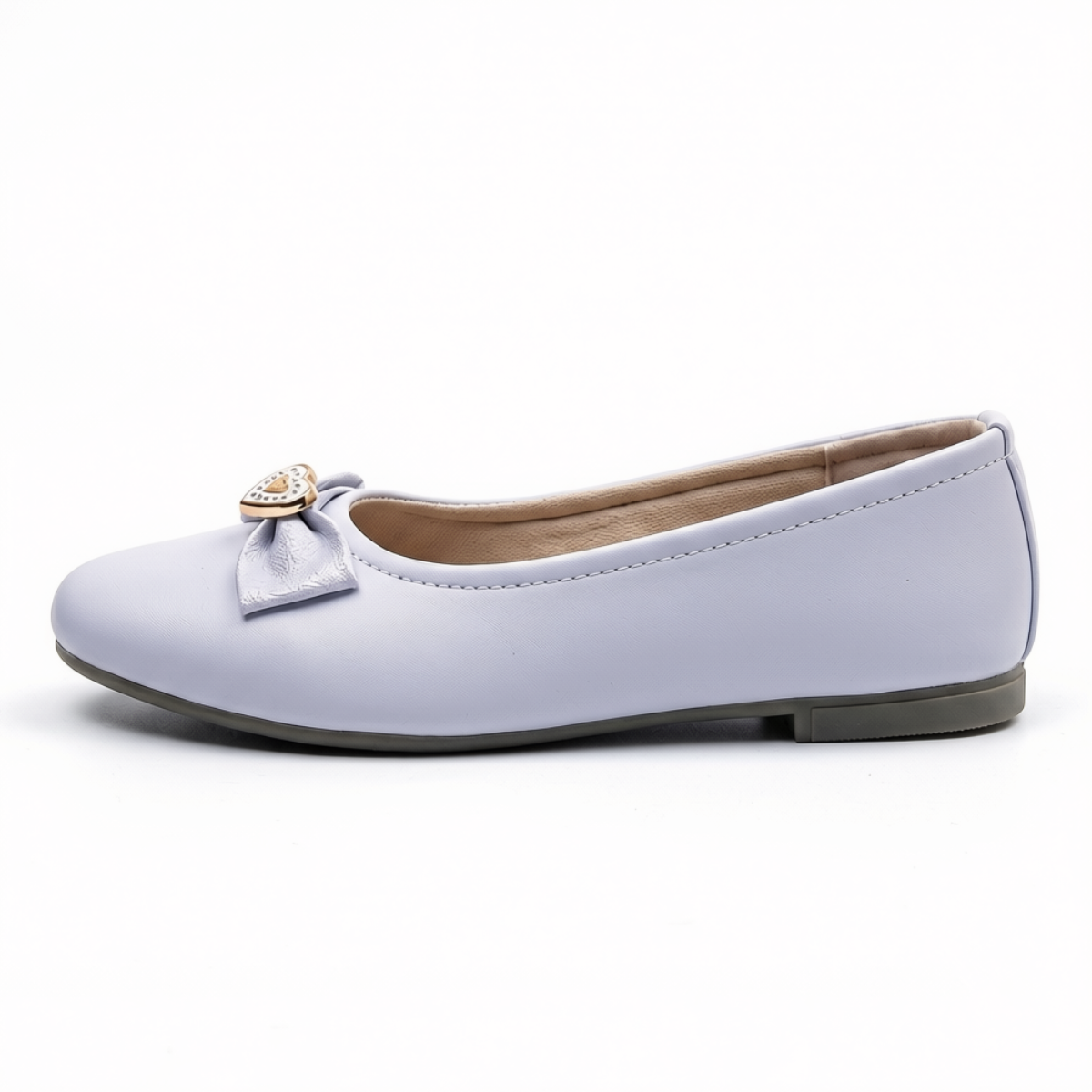 Zapatilla AGAPE Moño Corazón – Baleta blanca femenina slip-on