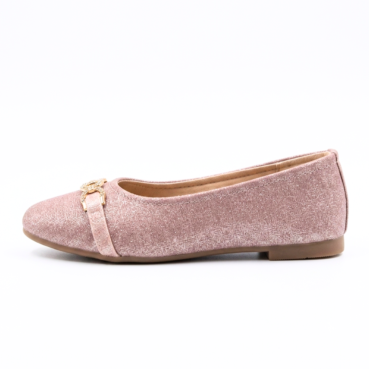 Zapatilla AGAPE Glitter Rosa – Baleta con hebilla dorada para mujer