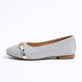 Zapatillas Baletas Plateadas Escarchadas con Pedrería para Mujer - AGAPE