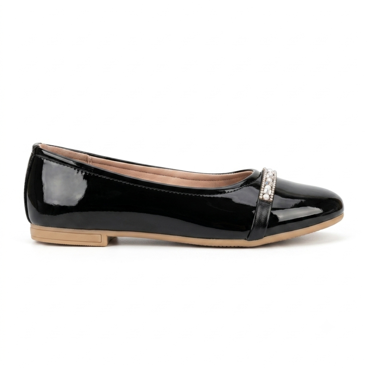 Zapatilla AGAPE Metalizada – Baleta con perlas y cristales para mujer