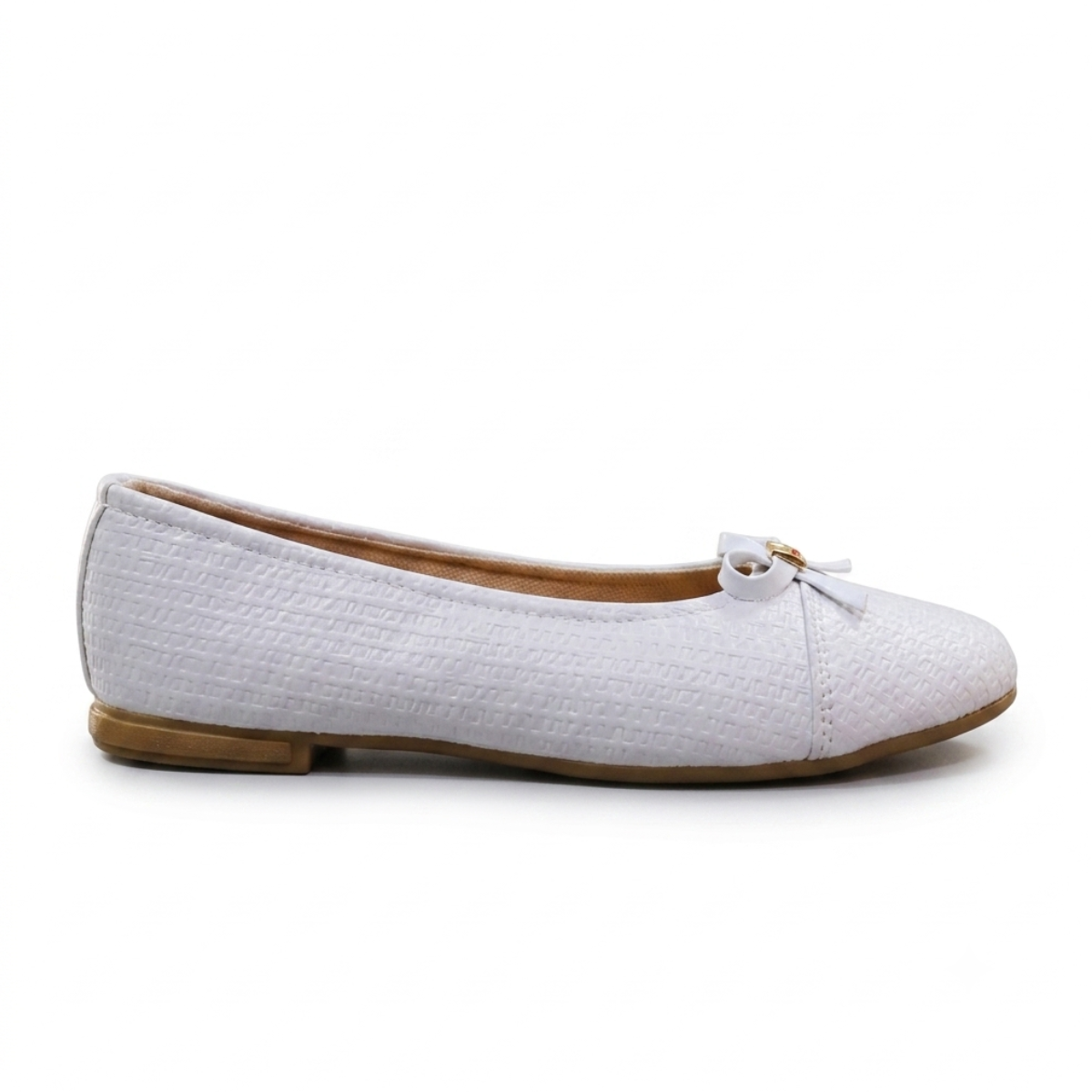Zapatilla AGAPE Textura Geométrica Moño – Baleta blanca clásica para mujer